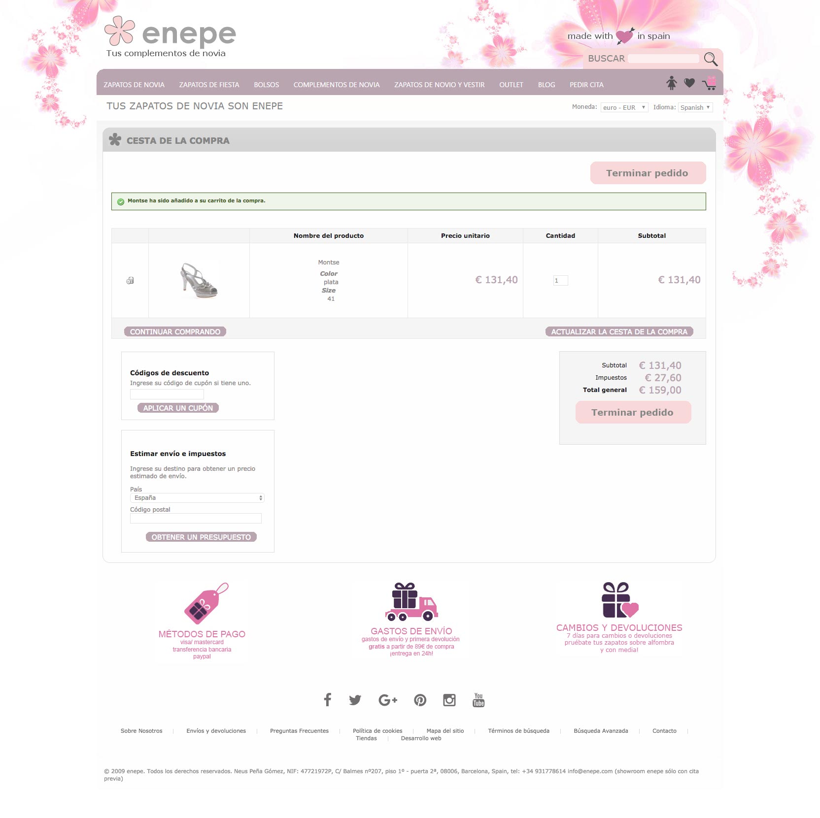Diseño e-commerce para Enepe